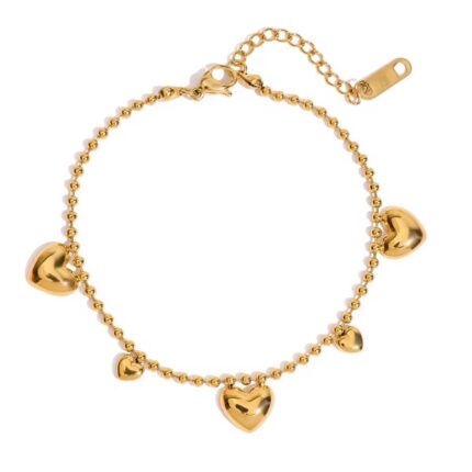Exquisite Golden Heart Charm Bracelet